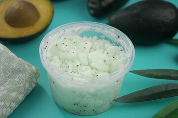Refreshing avocado scrub made from natural ingredients