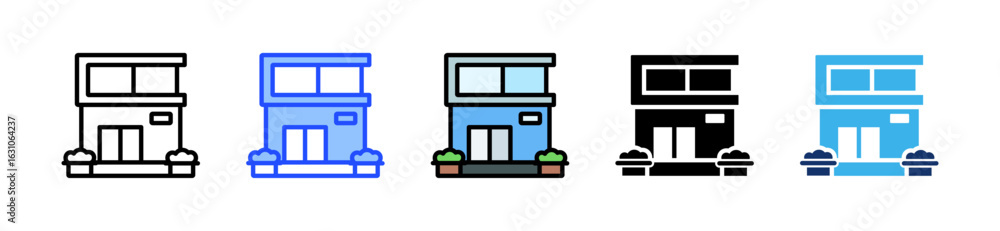 Poster facade icon collection with multiple styles