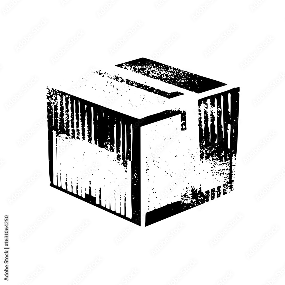 Aufkleber vector abstract geometric cube with textured edges.