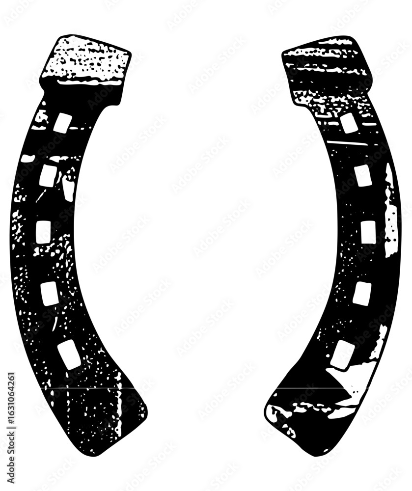 Poster vector rustic horseshoe pair with distressed texture.