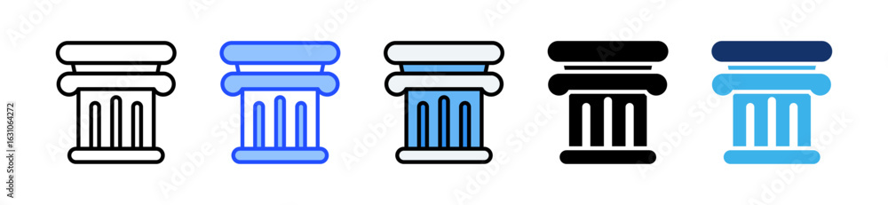 Aufkleber column design icon collection with multiple styles