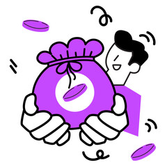 Purple Gift for you concept illustrations in various activities of e-commerce, delivery, shopping, giving or sending gifts, surprises and celebrations.