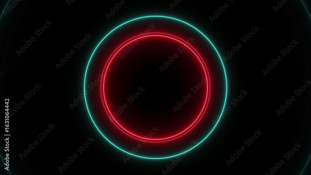 Aufkleber red neon circle animation. vibrant glowing circle motion. an abstract background. seamless loop moti