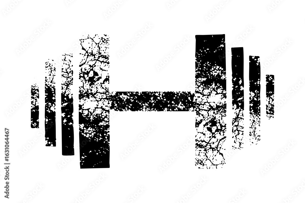 Poster vector abstract barbell with distressed texture.