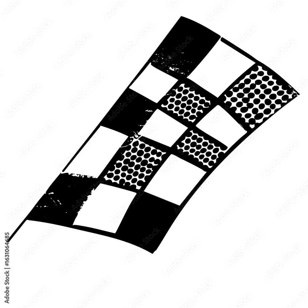 Poster vector dynamic checkered flag with halftone .