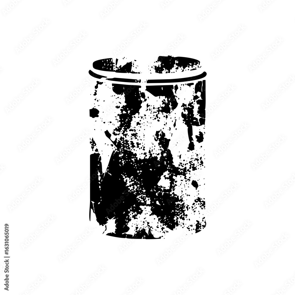 Poster vector distressed cylindrical container with textured surface.