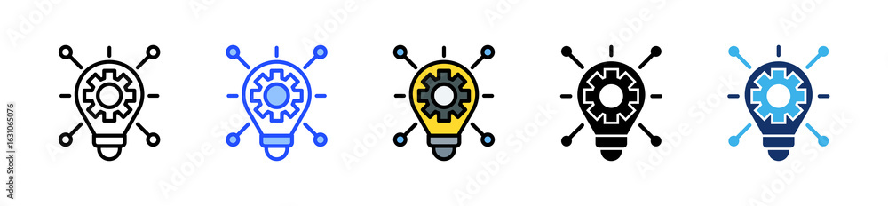 Poster innovation hub icon collection with multiple styles