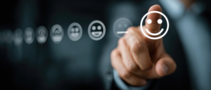 Businessperson selecting positive feedback