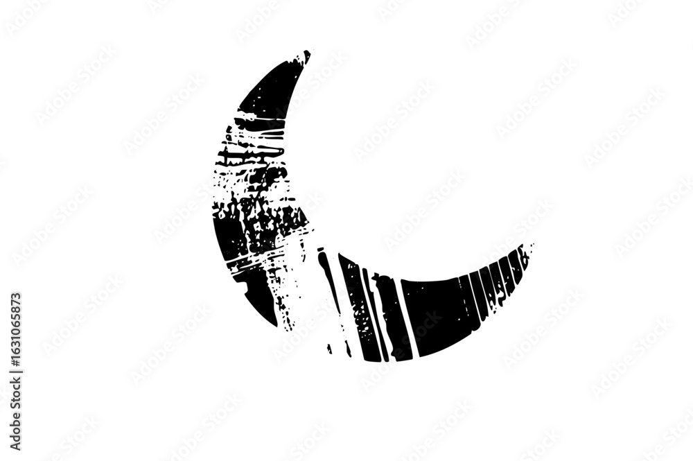 Poster Vector Abstract moon with textured lines.