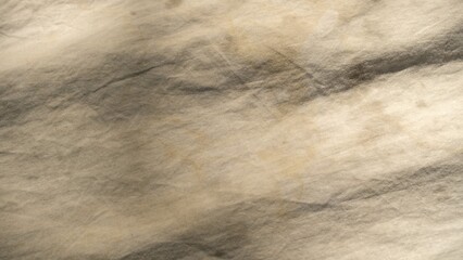 Neutral-colored fabric zoomed in to showcase its soft texture and detailed wrinkles under soft...