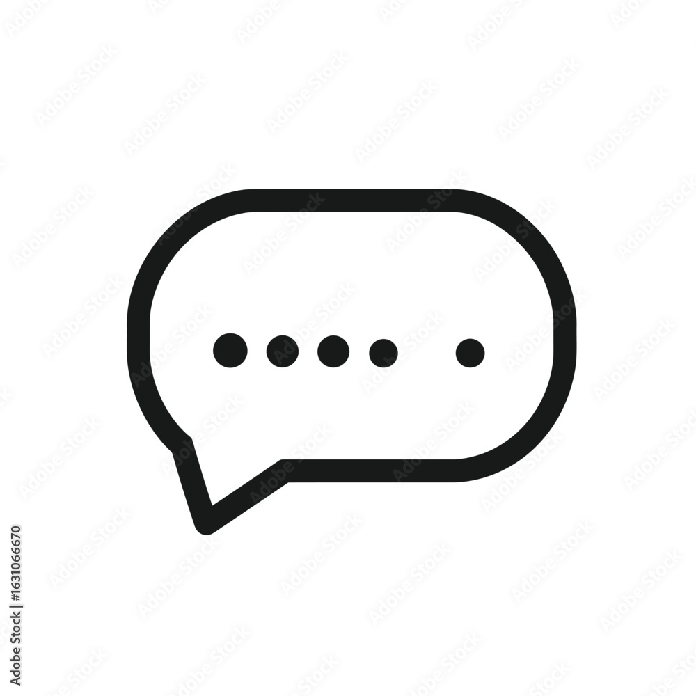 Aufkleber empty speech bubble icon with dots, outline shape on transparent background