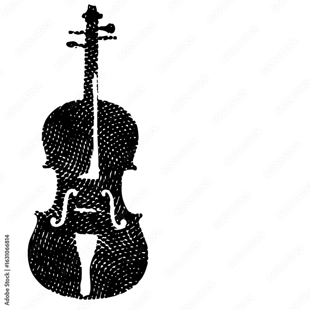 Poster vector detailed of a stringed instrument with dotted texture.