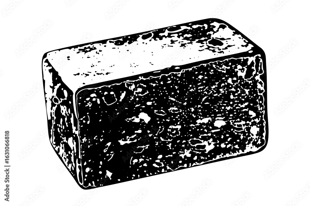 Poster vector detailed of a textured rectangular block.
