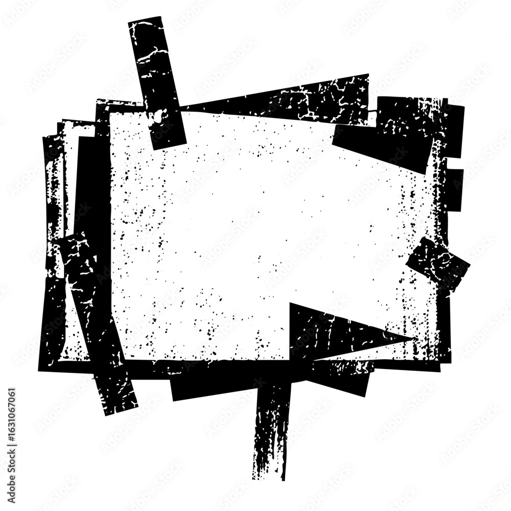 Poster vector abstract distressed frame with torn edges and grunge texture.