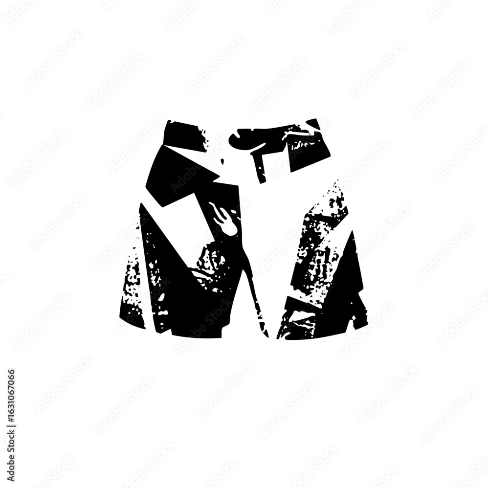 Poster Vector Abstract figure depicts a person walking with a cane.