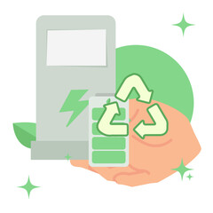 Recycling Symbol with Battery Vector Illustration