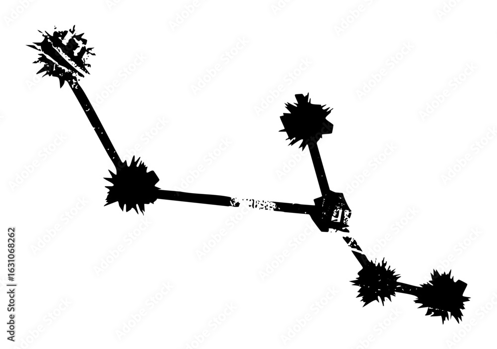 Poster vector abstract connection of spiky vector elements forms a dynamic network.