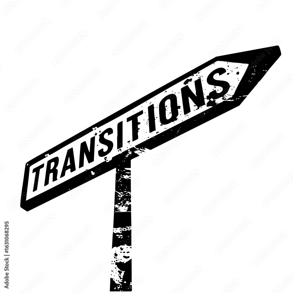 Poster vector directional signpost points towards transitions with bold typography.