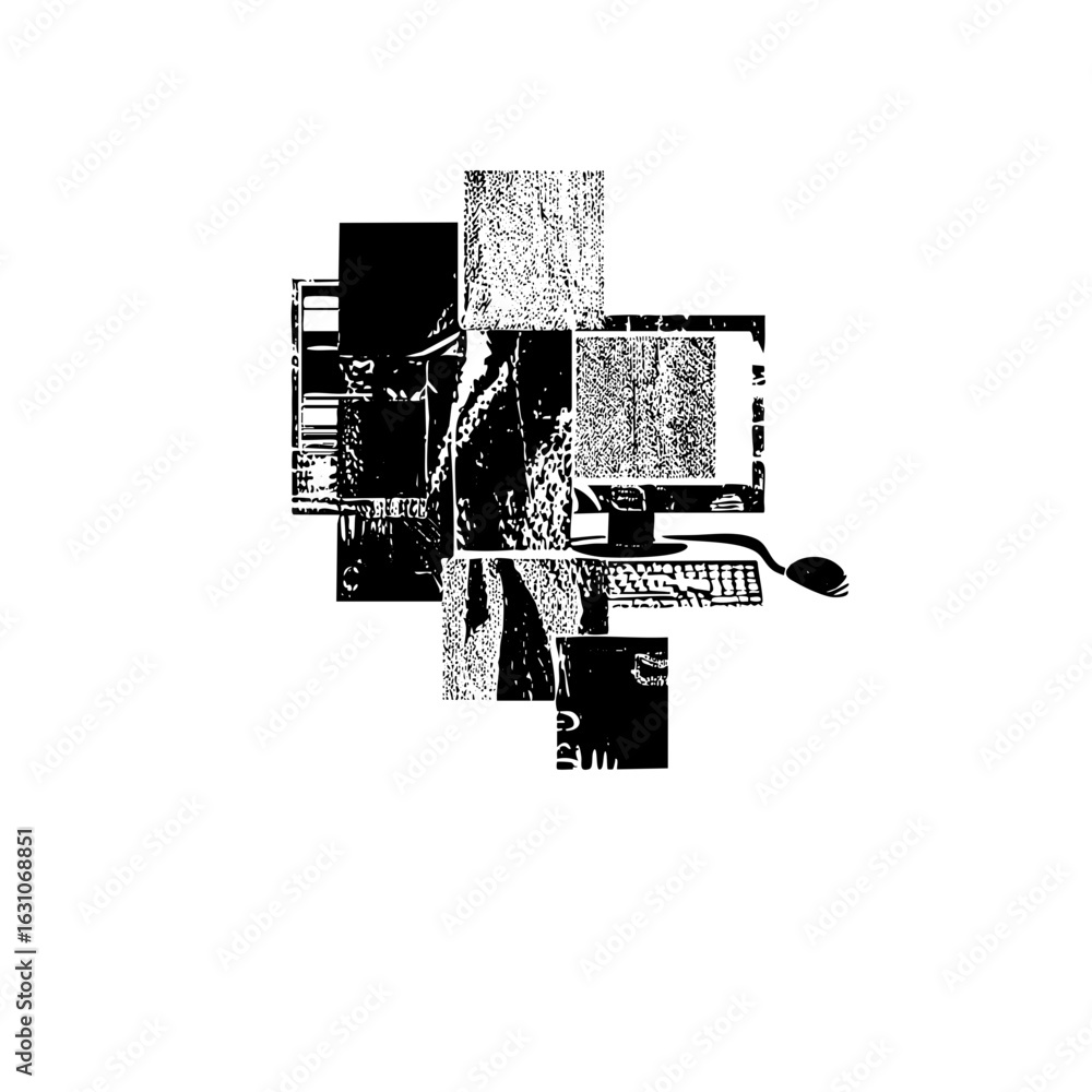 Poster Vector Abstract composition of geometric shapes and fragmented forms.