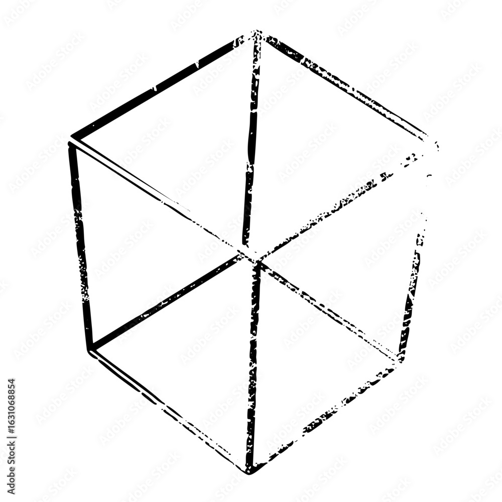 Poster vector isometric cube with intersecting lines