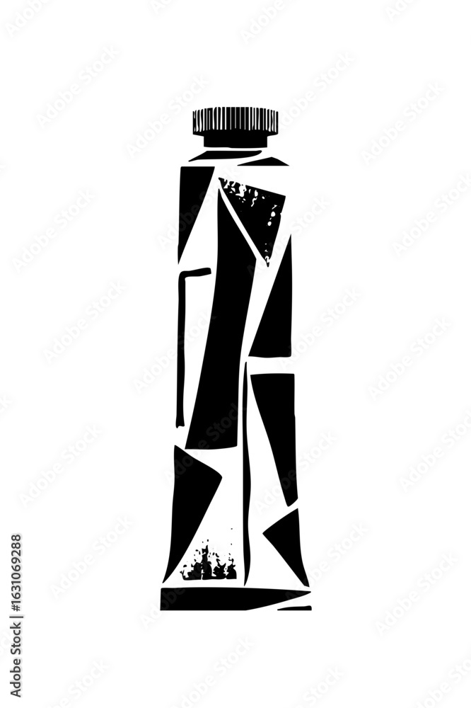 Poster Vector Abstract bottle with fragmented shapes.