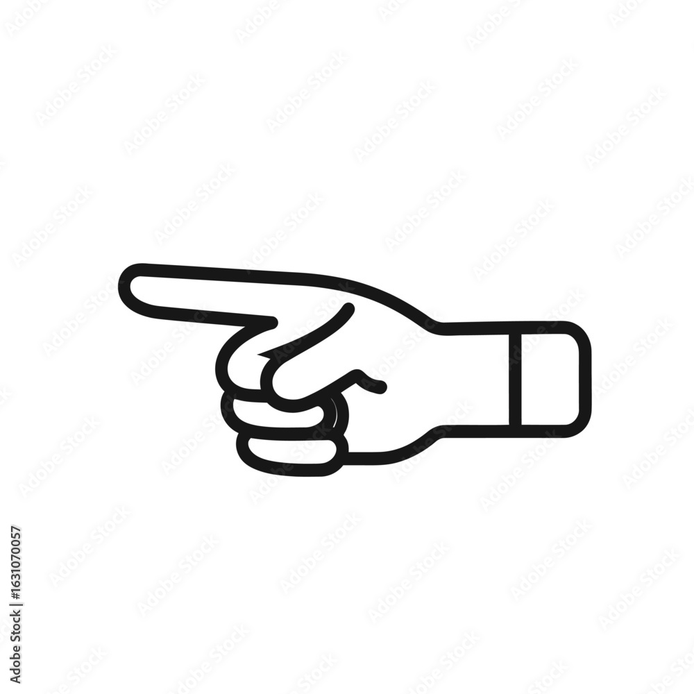 Aufkleber hand pointing left outline icon with transparent background line art design