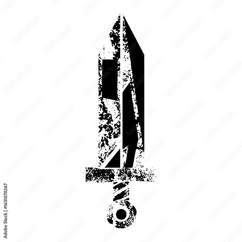 Poster vector distressed dagger with circular pommel.