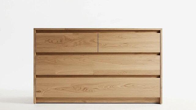 Lightwood dresser with three drawers top divided into two smaller sections Smooth finish minimal design