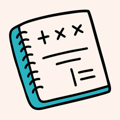 Hand drawn illustration of a pink notepad with math equations and bullet points on a white background