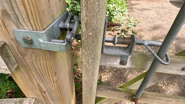 Metal Gate Latch Closing at Botanical Gardens Entrance
