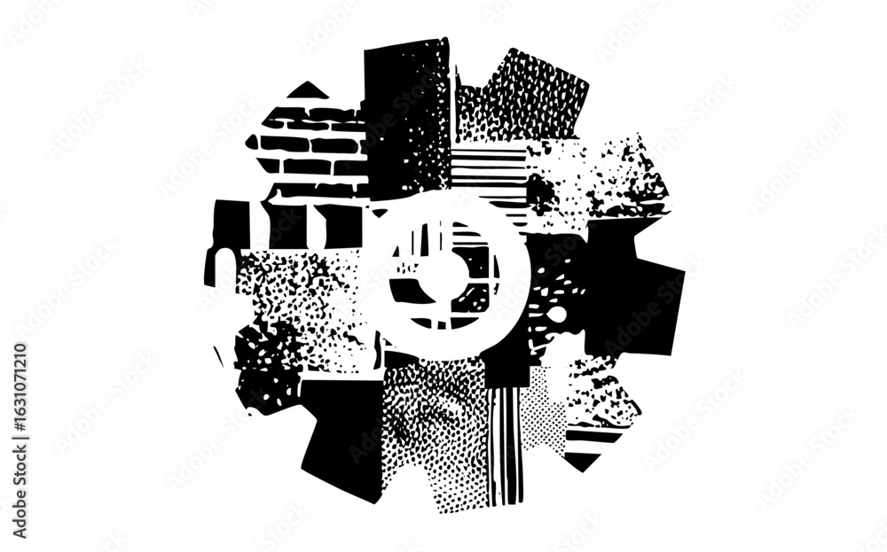 Aufkleber vector abstract geometric composition with overlapping shapes and a central circle.