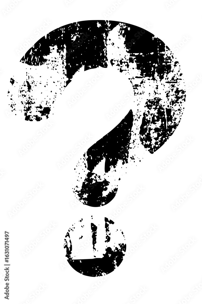 Poster vector distressed question mark with a grunge texture.