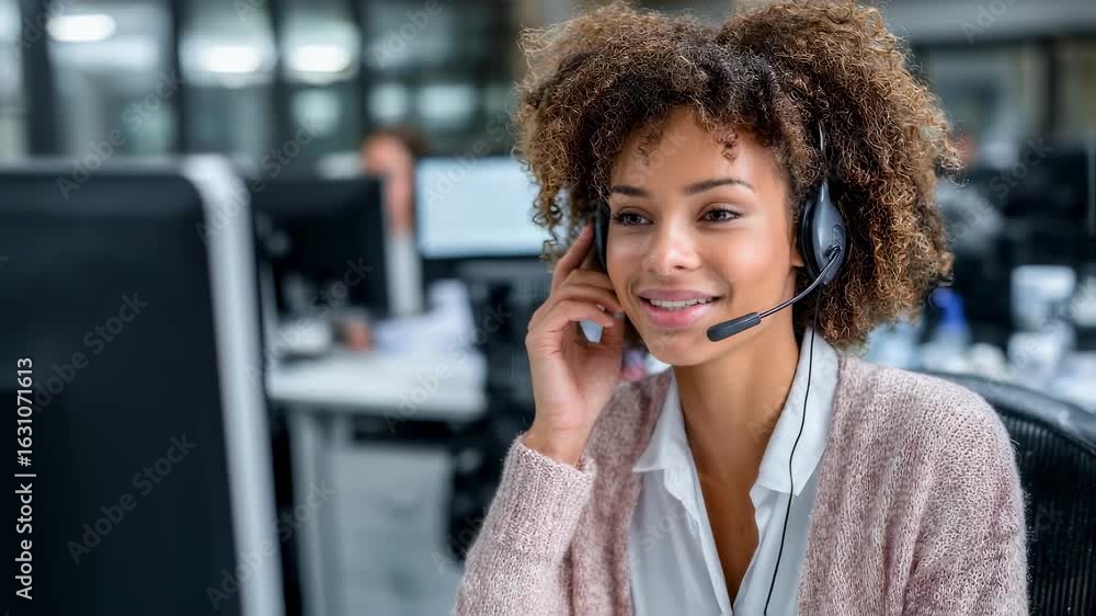 Poster professional debt collector calmly handling a challenging call demonstrating patience and communicat