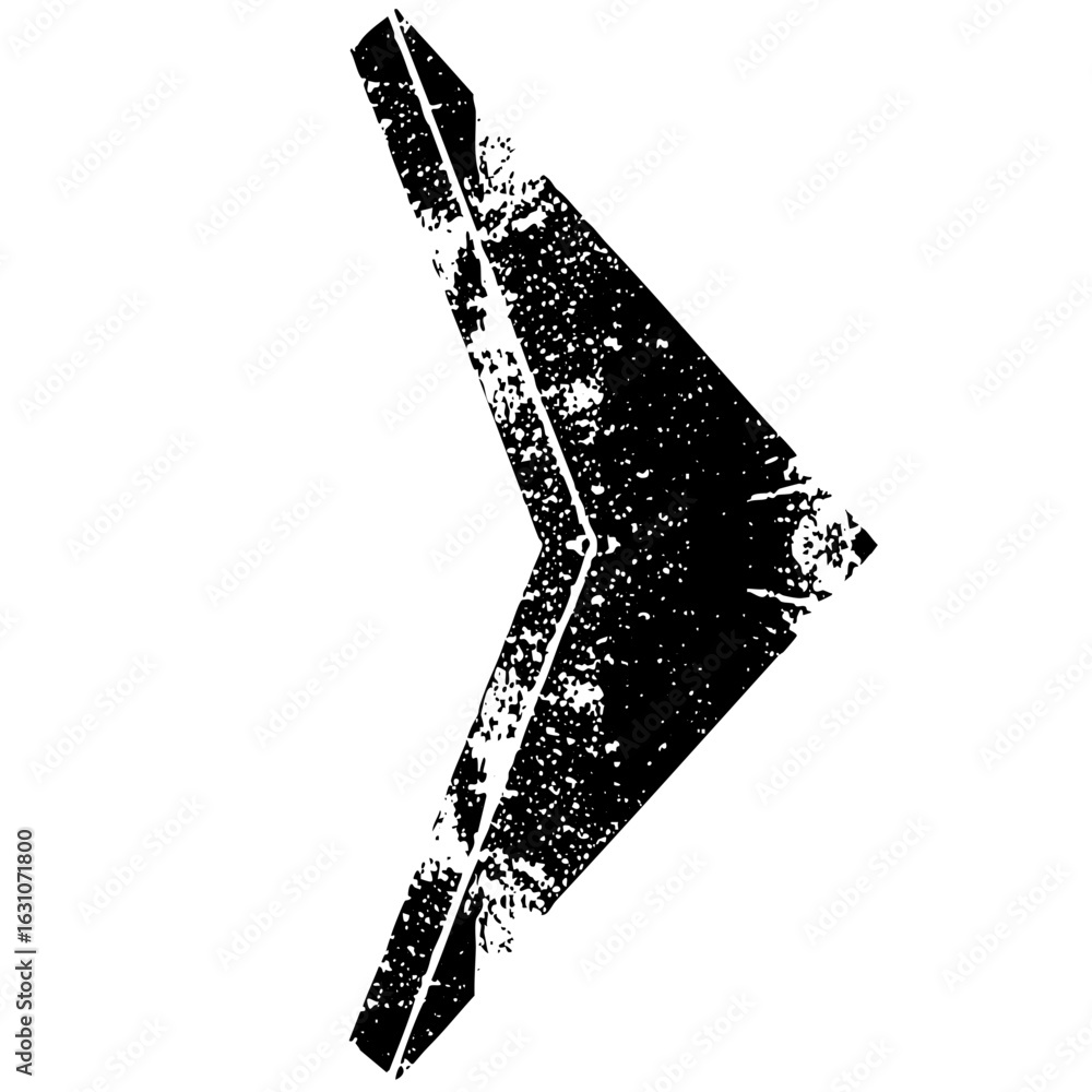 Aufkleber vector distressed arrow points to the right with a textured surface.