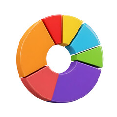 Obraz premium Colorful pie chart 3d rendered, isolated on transparent background 