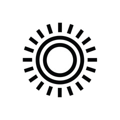 Fototapeta premium Isolated Black and White Sun Icon, Rounded Geometric Rays, Transparent Background