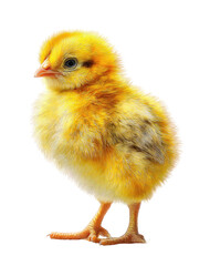 Obraz premium Yellow chick, fluffy, profile view
