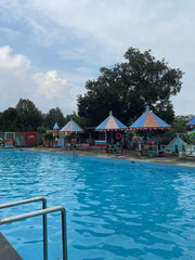 swimming pool in tropical resort