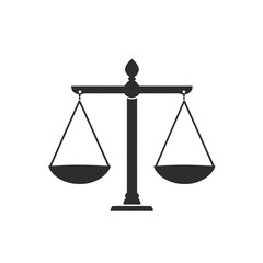 Isolated Black Silhouette of Balancing Scales on a Transparent Background