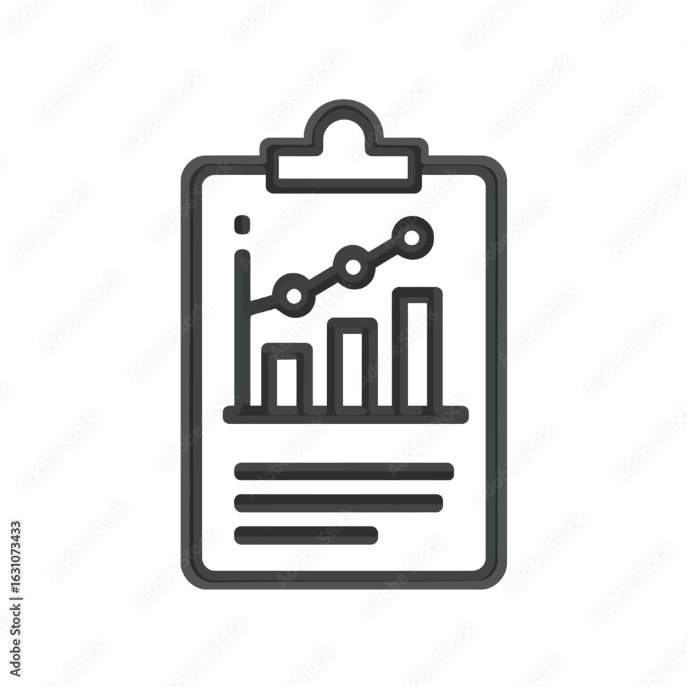 Poster isolated clipboard icon with rising bar graph on transparent background