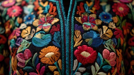 Vibrant Floral Embroidery: A Tapestry of Color and Detail