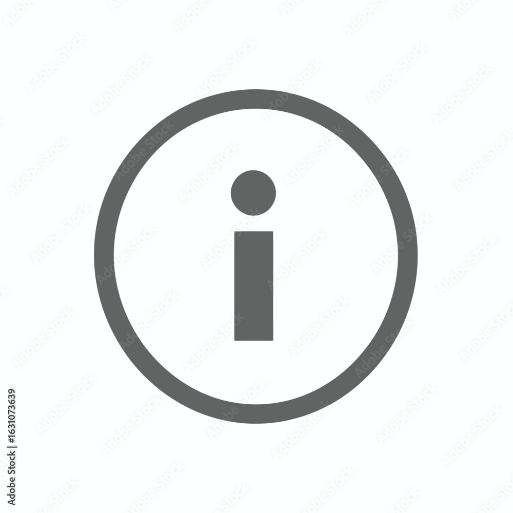 Poster isolated gray information icon in circle with transparent background style symbol