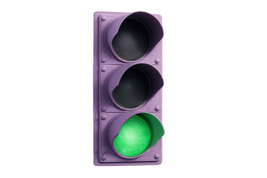 Fototapeta Green light glowing on purple traffic signal against transparent backdrop