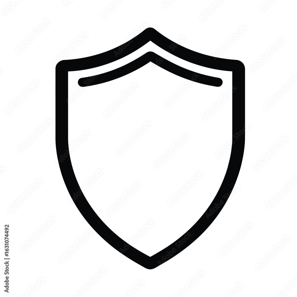 Poster isolated line art shield symbol on transparent background security icon