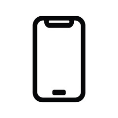 Isolated Modern Smartphone Icon in Black Outline with Transparent Background