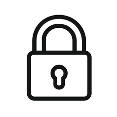 Isolated Padlock Icon, Simple Security Lock, Black Outline, Transparent Background