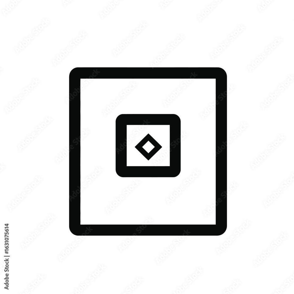 Poster isolated rounded black with diamond inside on transparent background