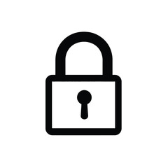 Isolated simple closed black padlock with keyhole on transparent background