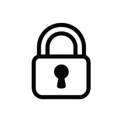 Isolated Simple Black Padlock Icon on Transparent Background Security Lock