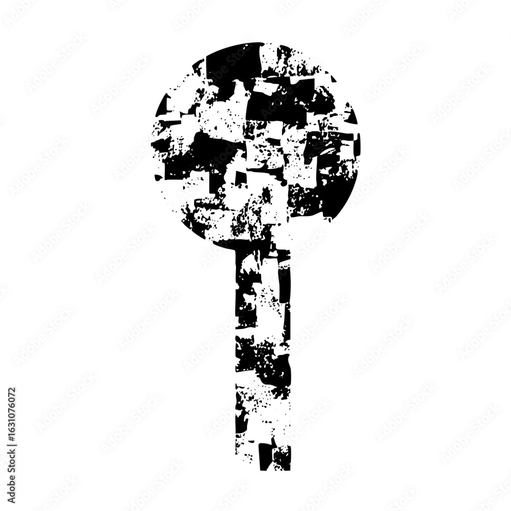 Poster vector distressed key with circular head and textured shaft.